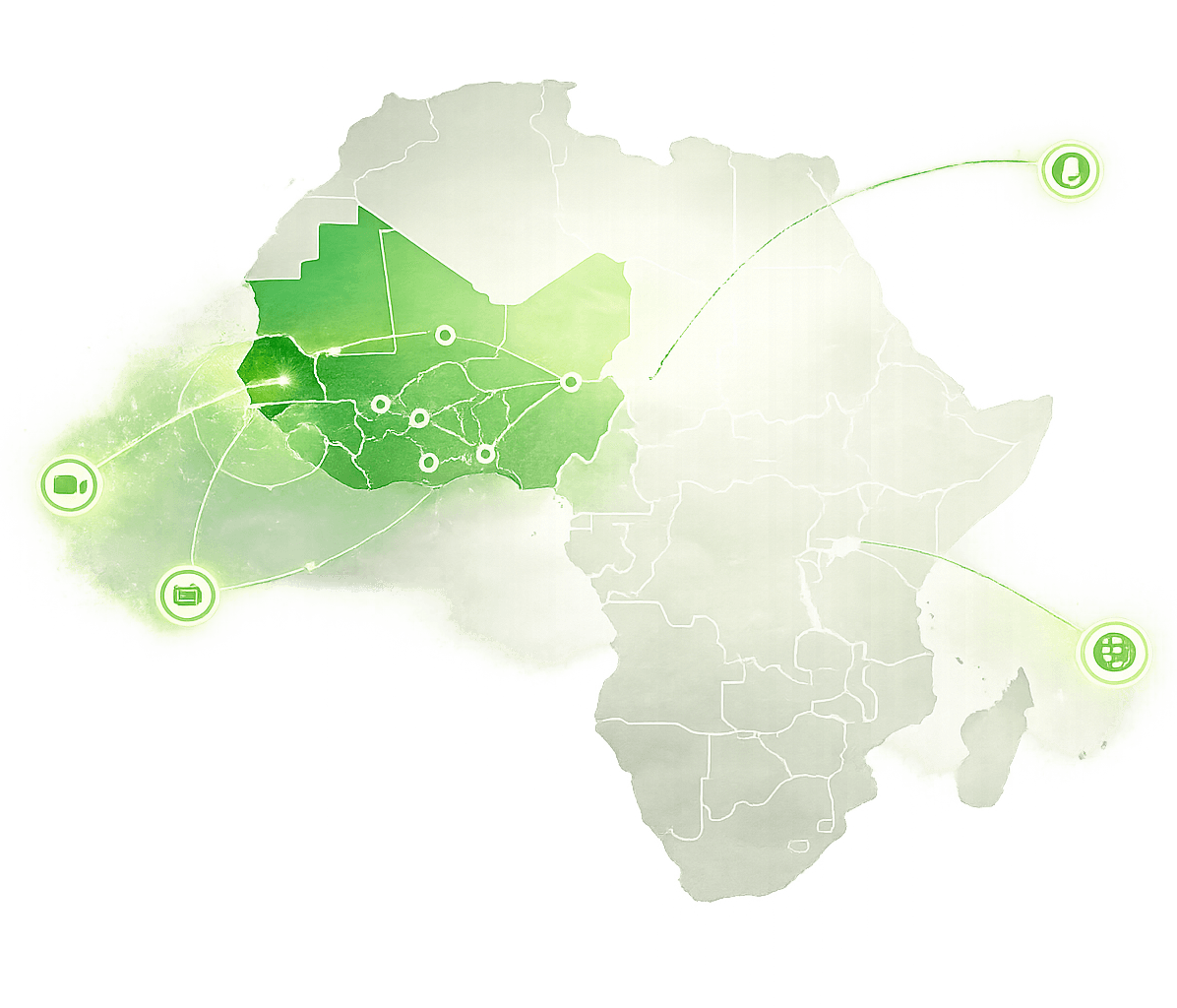 Carte Afrique connectée aux médias